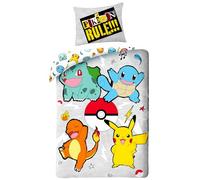 Parure de Lit Pokémon, Housse de Couette Réversible 140x200 cm, Taie d'oreiller 65x65 cm (Parure Housse de Couette Pokémon)