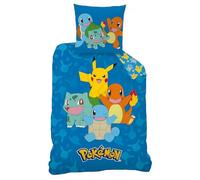 Parure de Lit Pokémon, Housse de Couette Réversible 140x200 cm, Taie d'oreiller 65x65 cm (Parure Housse de Couette Pokémon - B)
