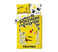 Parure de lit Pokémon Pikachu et amis - Housse de couette 140 x 200 cm et taie d'oreiller 70 x 90 cm - Certifié Öko-Tex