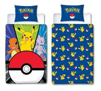 Parure de lit - POKEMON - Pikachu et Poké-ball - Microfibre - 1 housse de couette 140 x 200 cm + 1 taie 63 x 63 cm