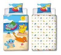 Parure de lit - POKEMON - Pikachu et ses amis à la plage - Microfibre - 1 housse de couette 140 x 200 cm + 1 taie 63 x 63 cm