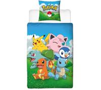 Parure de lit - POKEMON - Pikachu et ses amis - Bleu - Microfibre - 1 housse de couette 140 x 200 cm + 1 taie 63 x 63 cm