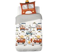 Parure de lit Pompier Enfant - Housse de Couette 140x200 cm + 1 Taie d’Oreiller 63x63 cm Gyrophare Matelassé - Microfibre
