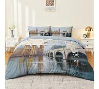 Parure de Lit pour Chambre 140 x 200 cm Housse de Couette Microfibre Multicolore Abstrait Floral Pont Respirante avec 2 Taies d'oreiller 65x65 cm Entretien Facile