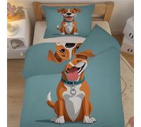 Parure de lit pour Enfant et BéBé Cartoon Bulldog - Housse de Couette 100x135 cm Moderne avec Taie d'oreiller 40x60 cm, Linge de Lit Bebe Doux pour Bebe/Tout-Petit - Gris-Bleu