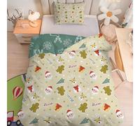 Parure de lit pour Enfant et BéBé Coffret Cadeau éToilé - Housse de Couette 100x135 cm PèRe NoëL avec Taie d'oreiller 40x60 cm, Linge de Lit Bebe Doux Réversible pour Bebe/Tout-Petit - Beige C5