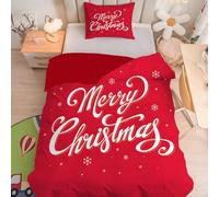 Parure de lit pour Enfant et BéBé Flocons de Neige - Housse de Couette 100x135 cm Noël avec Taie d'oreiller 40x60 cm, Linge de Lit Bebe Doux Réversible pour Bebe/Tout-Petit - Rouge écarlate D2