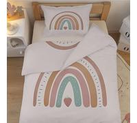 Parure de lit pour Enfant et BéBé Strawberry Rainbow - Housse de Couette 100x135 cm Mignon avec Taie d'oreiller 40x60 cm, Linge de Lit Bebe Doux pour Bebe/Tout-Petit - Rose