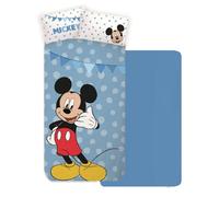 Parure de lit pour enfant, lot de 3 pièces, sous draps avec coins, draps, taie d'oreiller, lit simple, 100 % coton (Mickey Mouse )