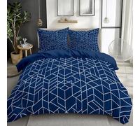 Parure de lit pour Enfant Moderne Abstrait Géométrique 200 x 200 cm, Housse de couetteLigne Cube Légère sans Plis en Léger sans Plis, Ensemble de literie pour Adolescents avec 2 taie d'oreiller