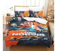 Parure De Lit pour Enfant - Motif Lando Norris en Microfibre Douce Housse De Couette avec Fermeture Éclair pour Fille Single（140x200cm）