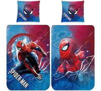 Parure de lit pour enfant Spiderman New York - 135 x 200 cm + 80 x 80 cm - 100 % coton renforcé - Homecoming Spiderman Marvel Avengers Endgame - Housse de couette - Taille allemande - Fermeture éclair