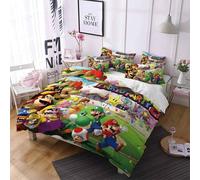 Parure De Lit Pour Enfant Super Mario Odyssey, Housse De Couette, Couvre-Lit Dessin Anime, Avec Taie D'oreiller Et Fermeture Éclair Souple.