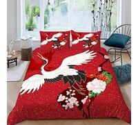 Parure de lit pour lit simple de style japonais avec housse de couette et taie d'oreiller en microfibre respirante et hypoallergénique