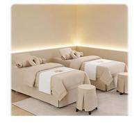 Parure de lit pour salon de beauté, parure de lit pour salon de beauté - Draps épais, couvre-lit, taie d'oreiller, housse de couette pour massage spa Beige Square bedside 185 * 80cm(72.8 * 31.5in）