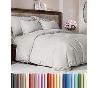 Parure de lit pour très grand lit - Housse de couette extra douce de 264,2 x 228,6 cm avec 2 taies d'oreiller - Qualité hôtelière, facile d'entretien et ne se décolore pas avec fermetures éclair et