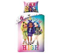 Parure de Lit Rainbow High 100% Coton, Housse de Couette 140x200 cm + Taie d'oreiller Assortie