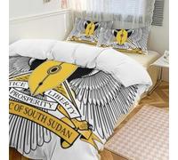 Parure De Lit République du Soudan du Sud Drapeau National Ensemble De Literie Trois Pièces en Microfibre Brossée Gîte Et Maison Vacances Housse Couette Épaisse 105G avec 2 Taies d'oreiller Standard