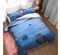 Parure De Lit Réversible 2 Personnes Avec Housse De Couette 220 X 240 Cm + 2 Taies D'oreiller 65 X 65 Cm Motif Hatsune Miku Cyan