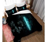 Parure De Lit Réversible 2 Personnes Avec Housse De Couette 220 X 240 Cm + 2 Taies D'oreiller 65 X 65 Cm Pour Adolescente Hatsune Miku Digital Cyan. Fermeture Éclair.