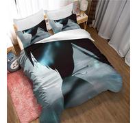 Parure De Lit Réversible 2 Personnes Avec Housse De Couette 220 X 240 Cm + 2 Taies D'oreiller 65 X 65 Cm Pour Adolescente Hatsune Miku Digital Cyan