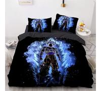 Parure De Lit Réversible Avec Housse De Couette Et Taies D'oreiller, Motif Anime Soul Of Heroes, Style Lin Et Coton, Style Premium, Dragon Ball Goku