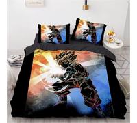 Parure De Lit Réversible Avec Housse De Couette Et Taies D'oreiller, Motif Anime Soul Of Heroes, Style Lin Et Coton, Style Premium, Dragon Ball Goku 2