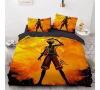 Parure De Lit Réversible Avec Housse De Couette Et Taies D'oreiller, Motif Anime Soul Of Heroes, Style Lin Et Coton, Style One Piece Luffy