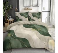 Parure de Lit Réversible avec Motif à Géométrie à l'aquarelle médiévale Housse de Couette 200 x 200 cm 2 Personnes et 2 x Taies d'oreiller 65x65 cm Adulte Enfant Beige Housse de Couette Set