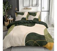 Parure de Lit Réversible avec Motif à Géométrie Vert Olive du Moyen-Âge Housse de Couette 140 x 200 cm 2 Personnes et 2 x Taies d'oreiller 65x65 cm Adulte Enfant Vert foncé Housse de Couette Set