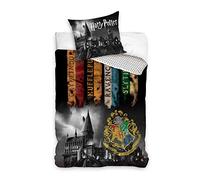 Parure de lit Réversible Harry Potter 100% Coton Poudlard - Housse de Couette 140x200 cm + Taie d'oreiller 65x65 cm
