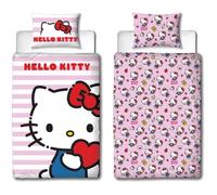 Parure de lit réversible - HELLO KITTY - Microfibre - 1 housse de couette 140 x 200 cm + 1 taie 63 x 63 cm