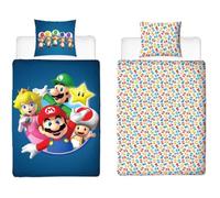 Parure de lit réversible - MARIO BROS - Mario et ses amis - Microfibre - 1 housse de couette 140 x 200 cm + 1 taie 63 x 63 cm