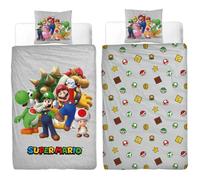 Parure de lit réversible - MARIO BROS - Super Mario - Microfibre - 1 housse de couette 140 x 200 cm + 1 taie 63 x 63 cm