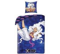Parure de lit réversible - ONE PIECE - Luffy Gear - Bleu - Microfibre - 1 housse de couette 140 x 200 cm + 1 taie 63 x 63 cm