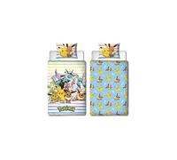 Pokémon Parure de lit réversible Pikachu et Evoli Microfibre 140 x 200 cm + taie 63 x 63 cm