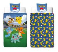 Parure de lit réversible - POKEMON - Pikachu et ses amis à l'Arena - Microfibre - 140 x 200 cm + 1 taie 63 x 63 cm