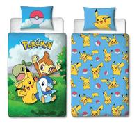 Parure de lit réversible - POKEMON - Pikachu et ses amis - Microfibre - 1 housse de couette 140 x 200 cm + 1 taie 63 x 63 cm