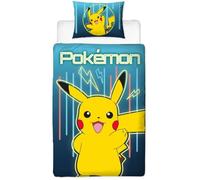 Parure de lit réversible - POKEMON - Pikachu Laser - Microfibre - 1 housse de couette 140 x 200 cm + 1 taie 63 x 63 cm