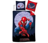 Parure de Lit Réversible Spiderman, Housse de Couette 140x200 cm + Taie d'oreiller 65x65 cm, Polycoton