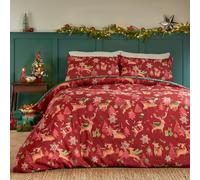Parure de lit réversible Ultra Douce au Toucher pour Noël (Rouge - Simple)