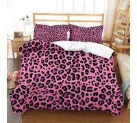 Parure de Lit Rose Léopard,Housse de Couette 240X220 Imprimée Léopard Africain Abstrait pour enfants,Garçons,Filles et Adolescents,Parure de Lit Sur Le Thème des Animaux Sauvages Du Safari,en Mi