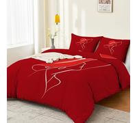 Parure De Lit Rouge 3 PièCes, RéVersible en Microfibre Douce avec Housse De Couette De 200 x 200 cm Et Taies d'oreiller Facile d'entretien Imprimé Silhouette Féminine Élégante Lignes