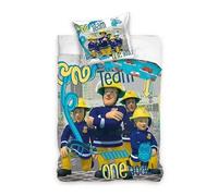 Parure de lit - SAM LE POMPIER - Housse de couette 140x200cm - 100% Coton - Pour enfant - Bleu