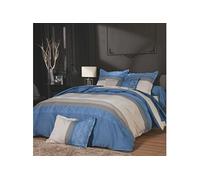 Parure de lit satin de coton Tiago bleu 240x220 - Tradilinge