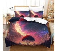 Parure de lit Set Sunset Fantasy 3 pièces Housse de Couette Housse de Couette imprimée colorée en Microfibre Ultra Douce Summer Soft Léger (1 Housse de Couette avec 2 taies d'oreiller)