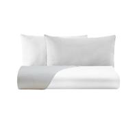 Parure de lit Simple Double Face - 2 taies d'oreiller - Perle/Blanc - 100% Percale de Coton - Made in Italy - Modèle Boston