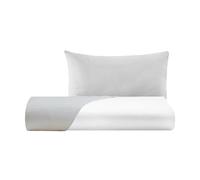 Parure de lit Simple Doubleface - 1 taie d'oreiller - Perle/Blanc - 100% Percale de Coton - Made in Italy - Modèle Boston