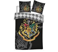 Generique Parure de lit simple Harry Potter Les 4 Maisons Noir 140 x 200 cm