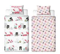 Parure de lit Simple Officielle Hello Kitty Character World | Parure de lit réversible Double Face avec taie d'oreiller Assortie